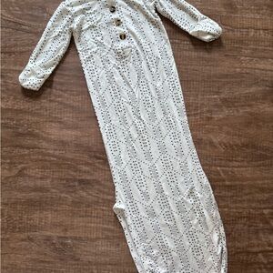 Lou Lou & Company White and Black Print Baby Gown